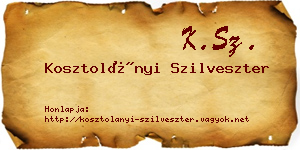 Kosztolányi Szilveszter névjegykártya